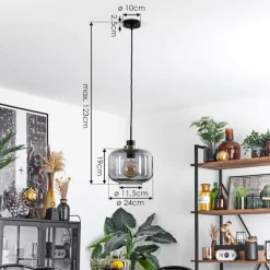 Suspension Curveira Bronze, Noir, 1 lumière