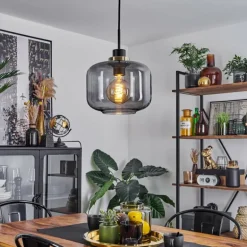 Suspension Curveira Bronze, Noir, 1 lumière