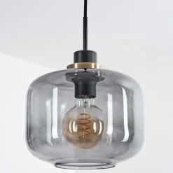 Suspension Curveira Bronze, Noir, 1 lumière