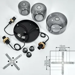 Suspension Curveira Bronze, Noir, 3 lumières