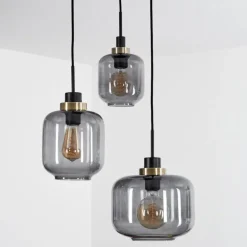 Suspension Curveira Bronze, Noir, 3 lumières