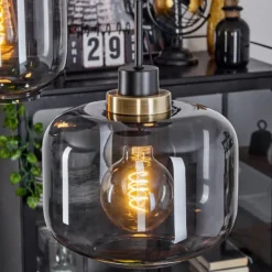 Suspension Curveira Bronze, Noir, 3 lumières