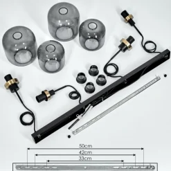 Suspension Curveira Vieux laiton, Noir, 4 lumières