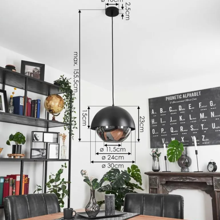 Suspension Entrevinhas Noir, 1 lumière