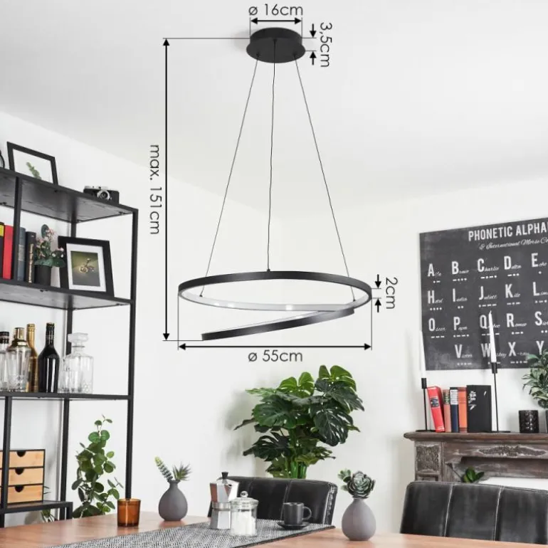 Suspension Fioso LED Noir, 1 lumière
