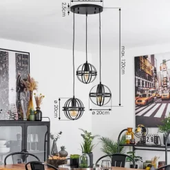 Suspension Freguesia Noir, 3 lumières