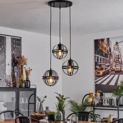 Suspension Freguesia Noir, 3 lumières