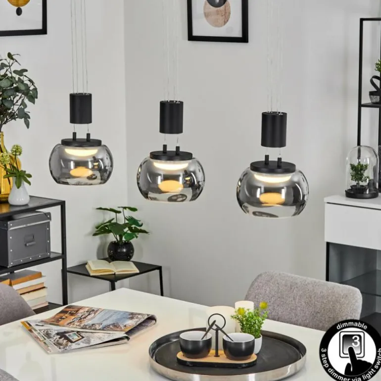 Suspension Izenave LED Noir, 3 lumières