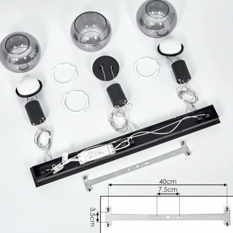 Suspension Izenave LED Noir, 3 lumières