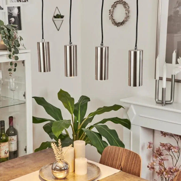 Suspension Javel Chrome, Nickel mat, 4 lumières