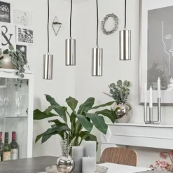 Suspension Javel Chrome, Nickel mat, 4 lumières