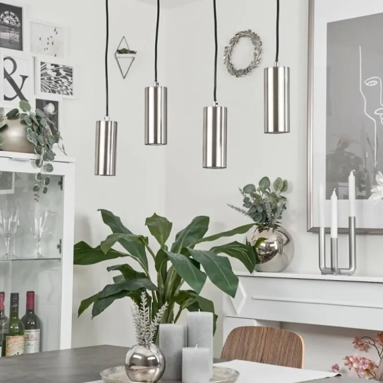 Suspension Javel Chrome, Nickel mat, 4 lumières