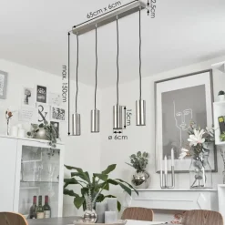 Suspension Javel Chrome, Nickel mat, 4 lumières