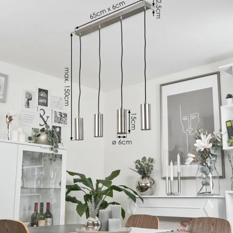 Suspension Javel Chrome, Nickel mat, 4 lumières