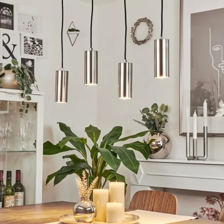 Suspension Javel Chrome, Nickel mat, 4 lumières