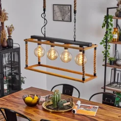 Suspension Lautremen Écru, Noir, 4 lumières