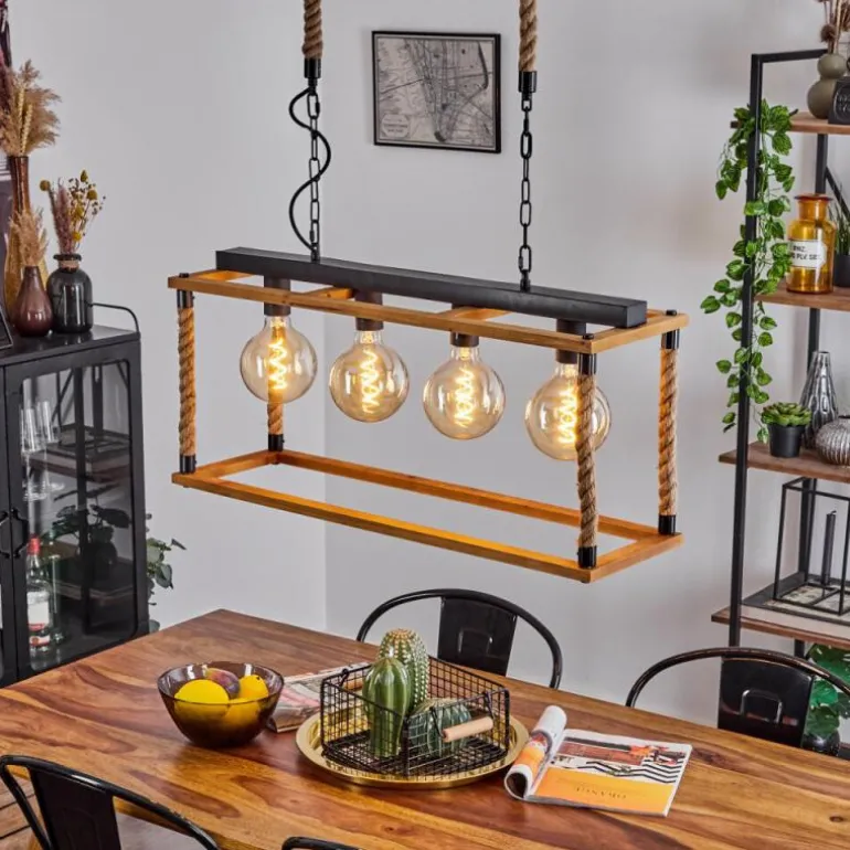 Suspension Lautremen Écru, Noir, 4 lumières