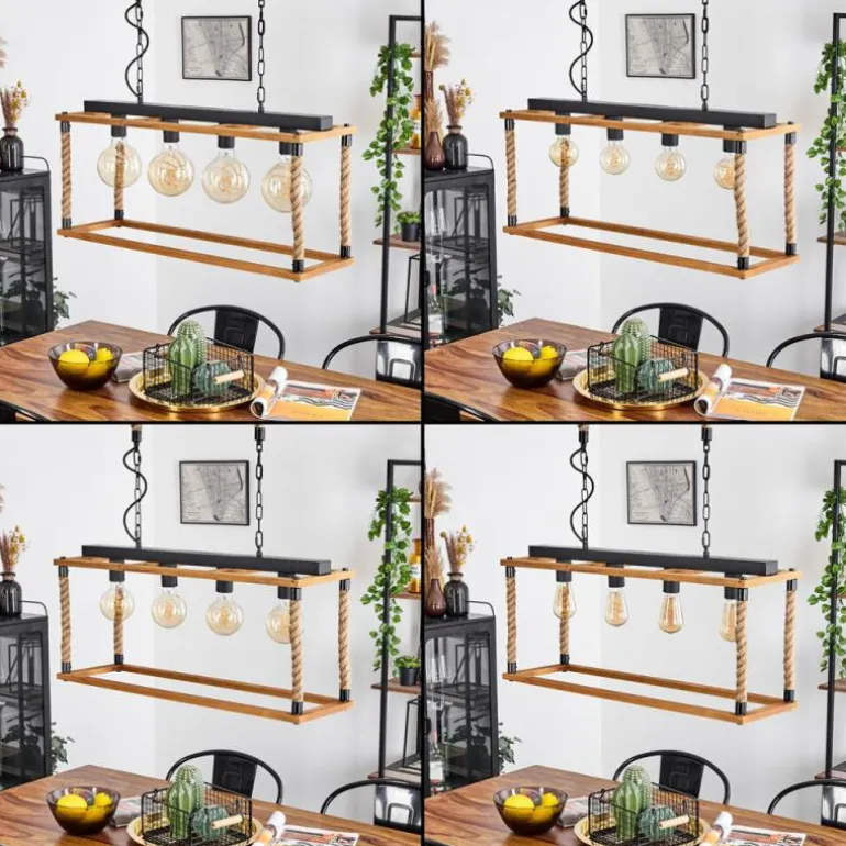 Suspension Lautremen Écru, Noir, 4 lumières