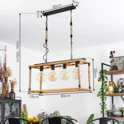 Suspension Lautremen Écru, Noir, 4 lumières