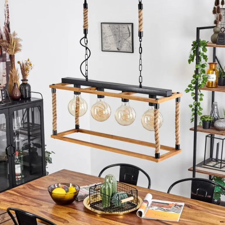 Suspension Lautremen Écru, Noir, 4 lumières