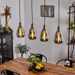 Suspension Lincura Laiton, Noir, 4 lumières