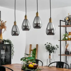 Suspension Lincura Laiton, Noir, 4 lumières