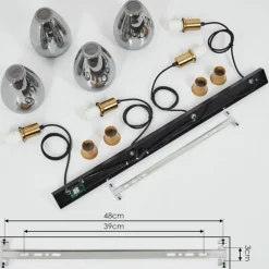 Suspension Lincura Laiton, Noir, 4 lumières