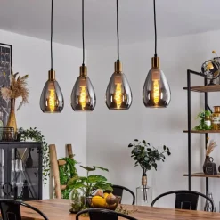 Suspension Lincura Laiton, Noir, 4 lumières