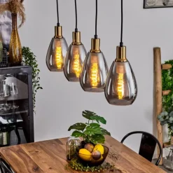 Suspension Lincura Laiton, Noir, 4 lumières