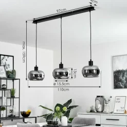 Suspension Lissy Noir, 3 lumières