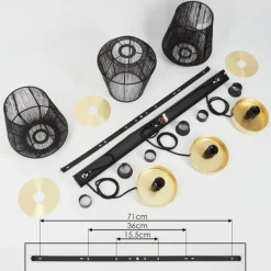 Suspension Madancos Laiton, Noir, 3 lumières