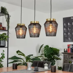 Suspension Madancos Laiton, Noir, 3 lumières