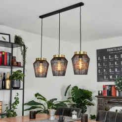 Suspension Madancos Laiton, Noir, 3 lumières