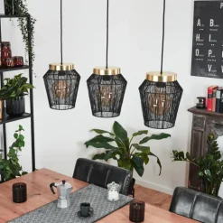 Suspension Madancos Laiton, Noir, 3 lumières