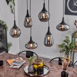 Suspension Maynal Noir, 6 lumières