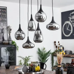 Suspension Maynal Noir, 6 lumières