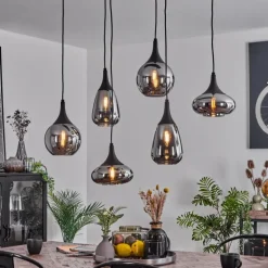 Suspension Maynal Noir, 6 lumières