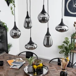 Suspension Maynal Noir, 6 lumières