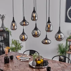 Suspension Maynal Noir, 8 lumières