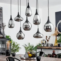 Suspension Maynal Noir, 8 lumières