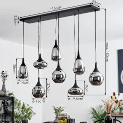 Suspension Maynal Noir, 8 lumières