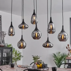 Suspension Maynal Noir, 8 lumières