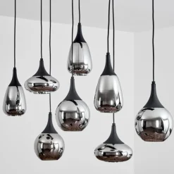 Suspension Maynal Noir, 8 lumières