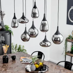 Suspension Maynal Noir, 8 lumières