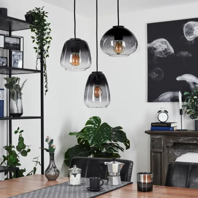 Suspension Mechaico Noir, 3 lumières