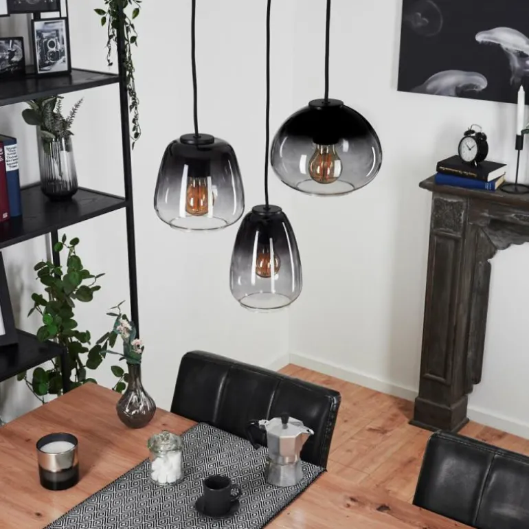 Suspension Mechaico Noir, 3 lumières