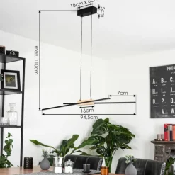 Suspension Meiral LED Noir, 2 lumières