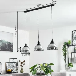 Suspension Morzine Noir, 3 lumières