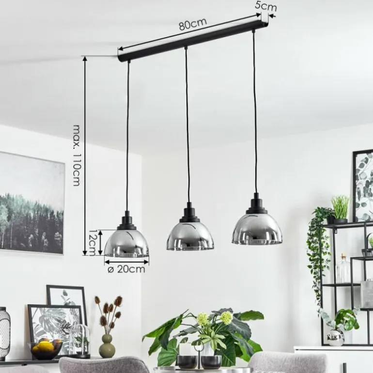 Suspension Morzine Noir, 3 lumières