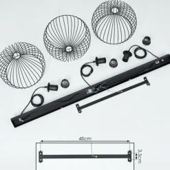 Suspension Mossay Noir, 3 lumières